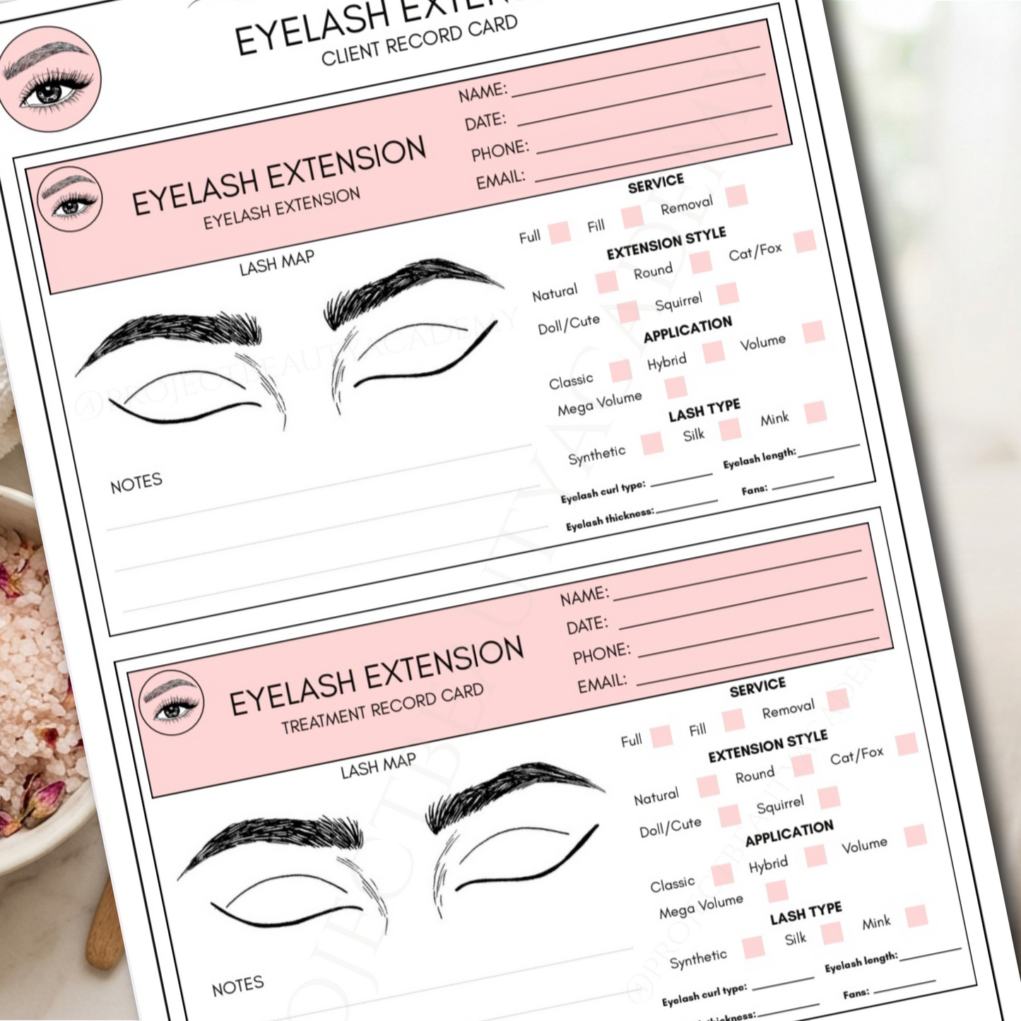 Eyelash Extension Forms Bundle | 7-Page Lash Artist Consultation, Consent & Mapping Forms | Digital Download