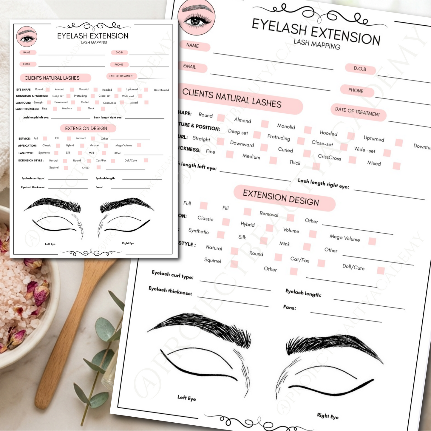 Eyelash Extension Forms Bundle | 7-Page Lash Artist Consultation, Consent & Mapping Forms | Digital Download