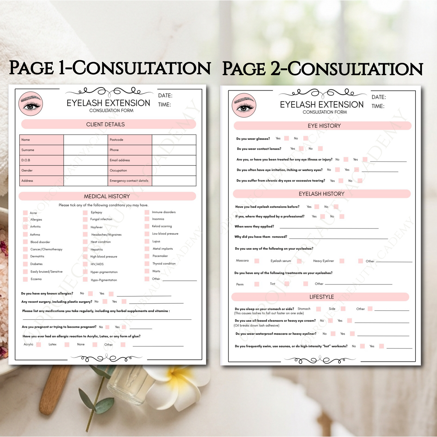 Eyelash Extension Forms Bundle | 7-Page Lash Artist Consultation, Consent & Mapping Forms | Digital Download