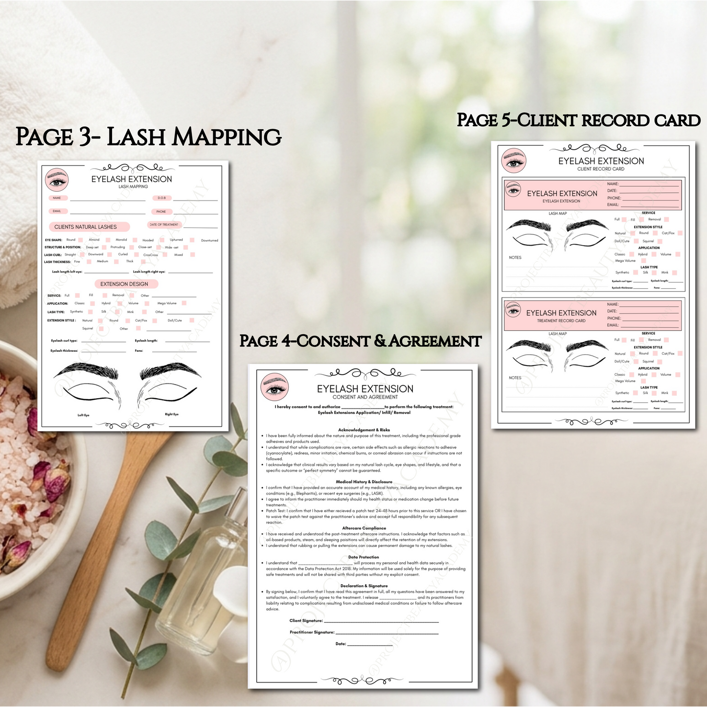Eyelash Extension Forms Bundle | 7-Page Lash Artist Consultation, Consent & Mapping Forms | Digital Download