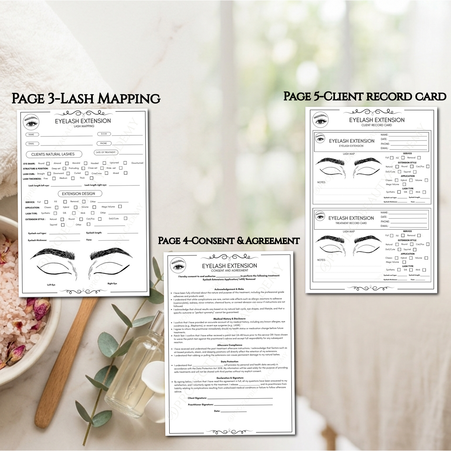 Ultimate Eyelash Extension Bundle | 14-Page Pink & Black/White Editions | Complete Lash Artist Form Set