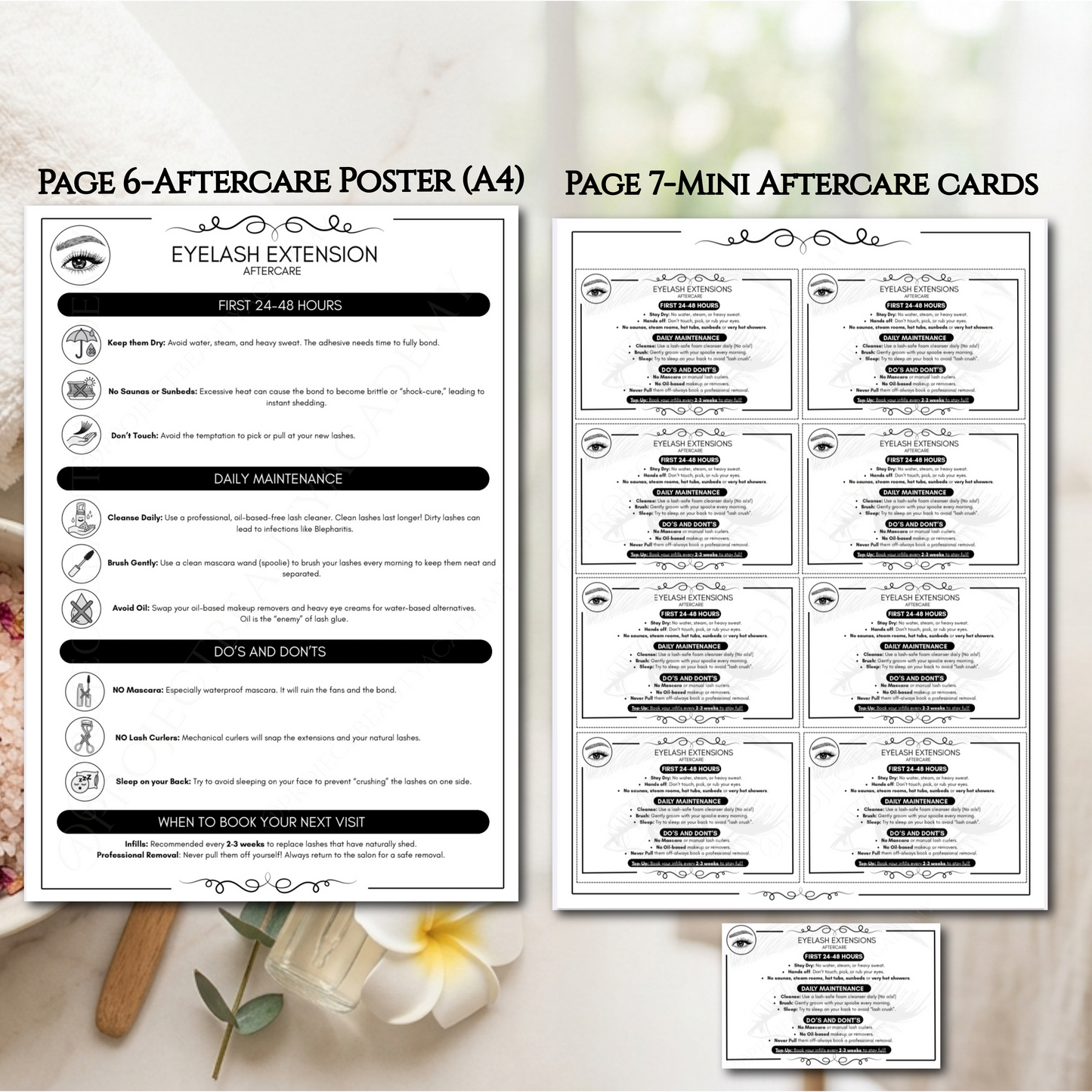 Black & White Eyelash Extension Forms | 7-Page Ink-Friendly Lash Artist Bundle | Digital Download