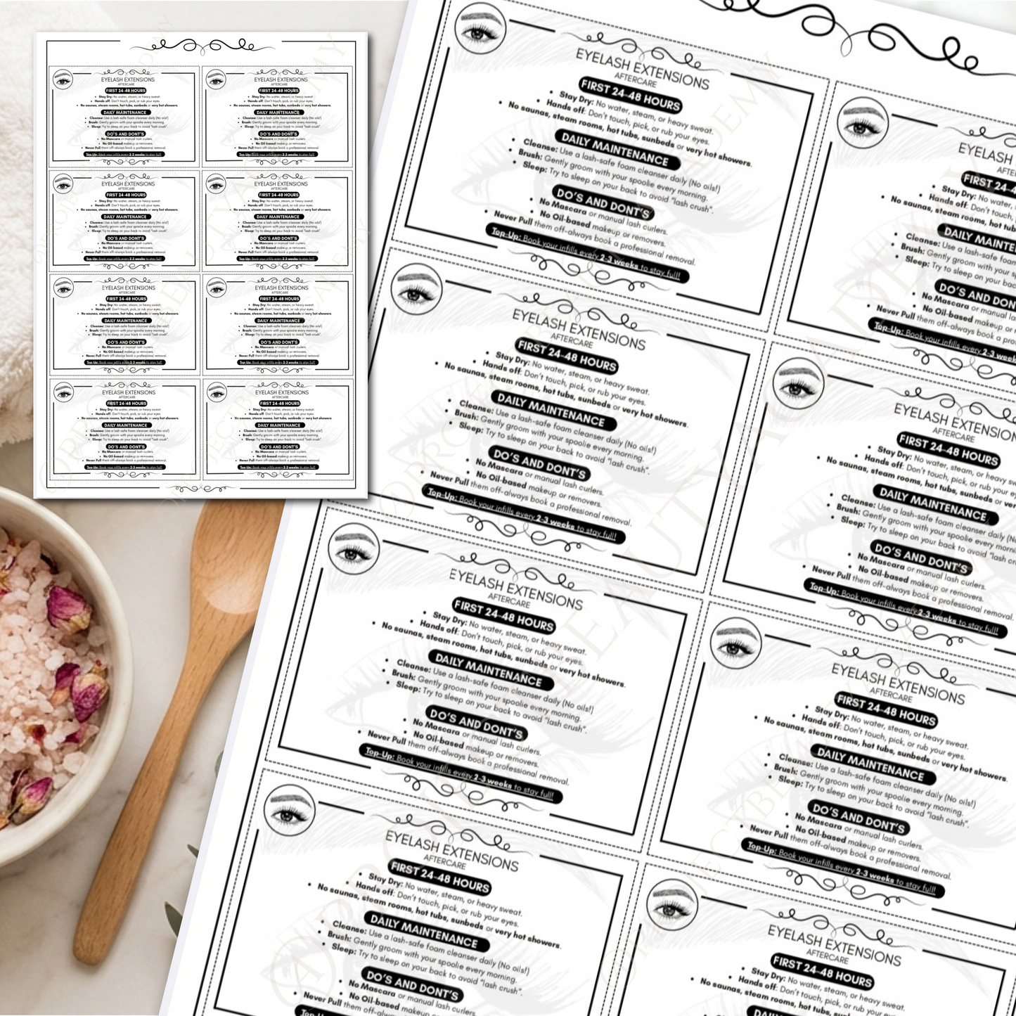 Black & White Eyelash Extension Forms | 7-Page Ink-Friendly Lash Artist Bundle | Digital Download