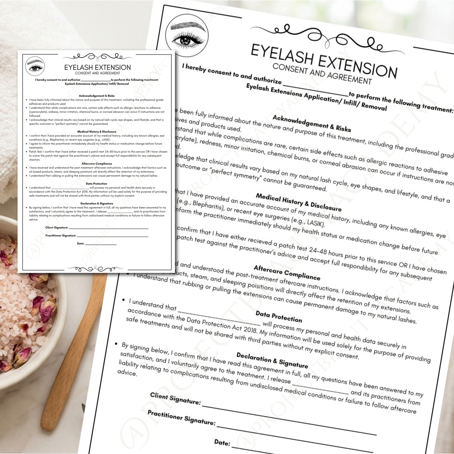Black & White Eyelash Extension Forms | 7-Page Ink-Friendly Lash Artist Bundle | Digital Download