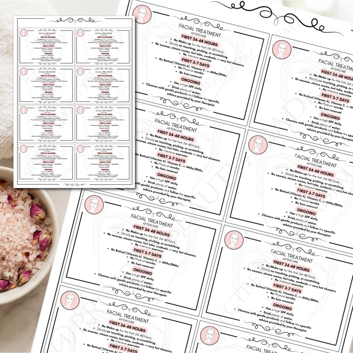 Facial Treatment Forms Bundle | 6-Page Pink Esthetician Consultation & Skin Analysis | Digital Download