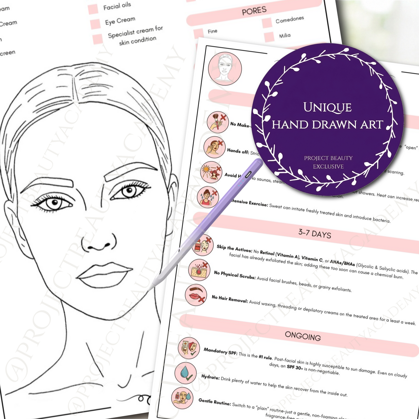 Facial Treatment Forms Bundle | 6-Page Pink Esthetician Consultation & Skin Analysis | Digital Download