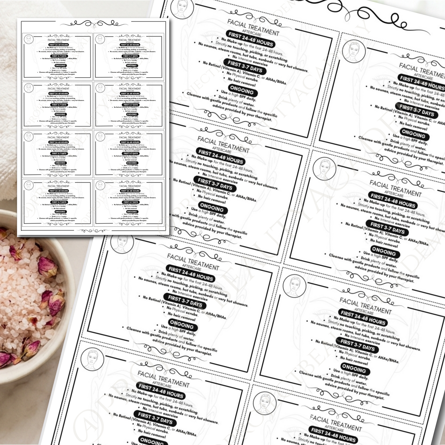 Black & White Facial Treatment Forms | 6-Page Ink-Friendly Esthetician Bundle | Digital Download
